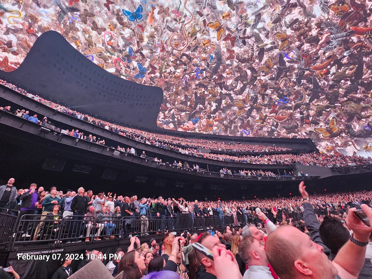 Inside the Sphere during a U2 show in February 2024