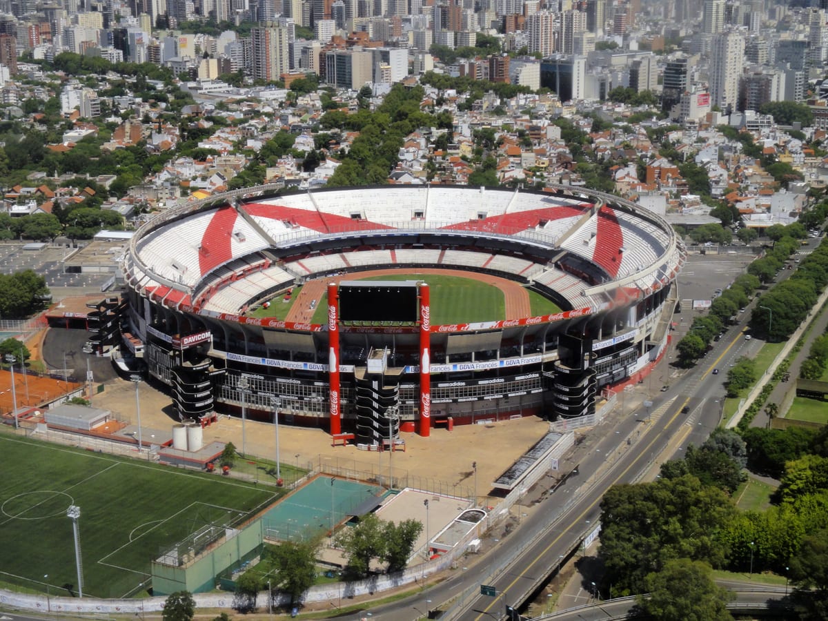 Aerial view of River Plate's Estadio Monumental in Buenos Aires
